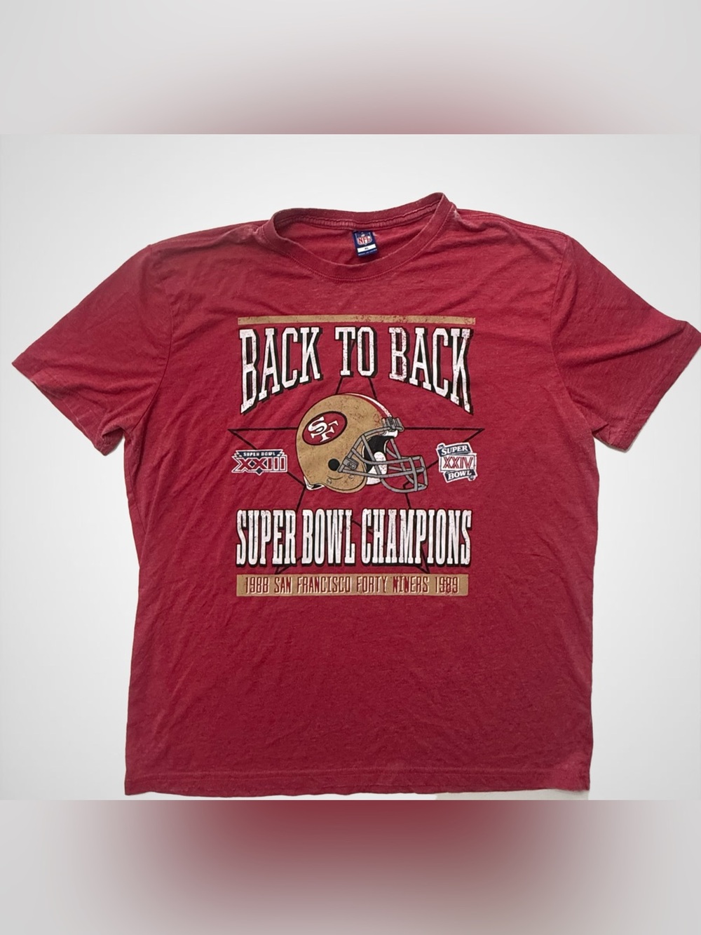 San Francisco 49ers Back to Back Super Bowl Champions Tee XL